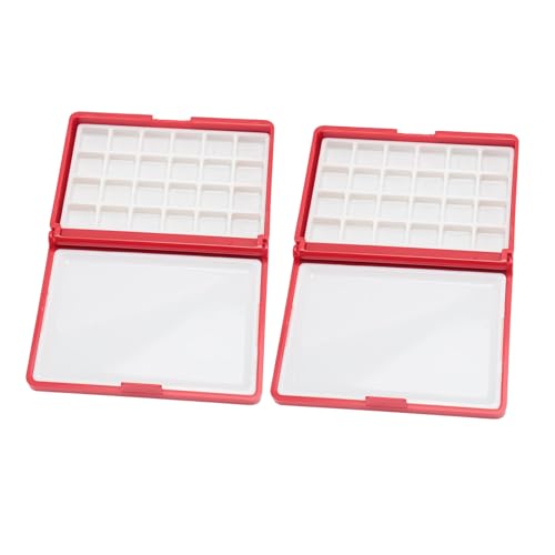 Abnehmbare Tragbare Aquarellbox, Einfach zu Reinigen, Mini Kompakte Aquarellpalette, Schachtel für Anfängerkünstler, 2 Räume (Rote Box, 24 Gitter) von Aoaoy