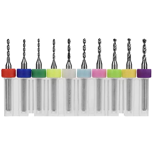 Aoaoy 10 Stück 1,1 – 2,0 mm Wolframkarbide Micro Drill Bits Set Tool für PCB Drucker Circuit Board 10 x 6 x 2 Ozito Drill Bits Micro von Aoaoy