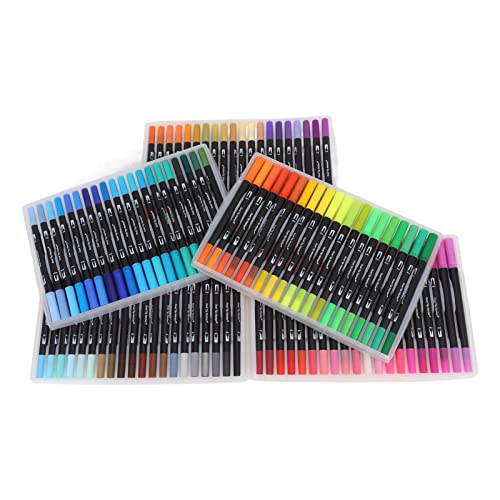 Aoaoy 100 Farben Malvorlagen Dual -Tipps -Marker, Feine Tipps Malvorlagen und Pinselspitzen Stift Set, Wasserbasis Marker für Erwachsene Färbung von Aoaoy