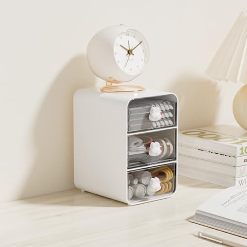 Aoaoy Arbeitsplattenlager 3 Schubladen Kosmetische Speicherbox Schublade Typ Make -up Storage Box Schreibtisch Regal Korb für College -Schlafsaal Haus (Kleiner weißer Kaninchen) von Aoaoy