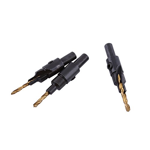 Aoaoy HSS-CounterSink Bit Set, 1/4 Zoll, rund, Loch, Chamfering, Woodworking Set, aus Stahl, CounterSink 9 x 6 x 2, 5-teilig von Aoaoy