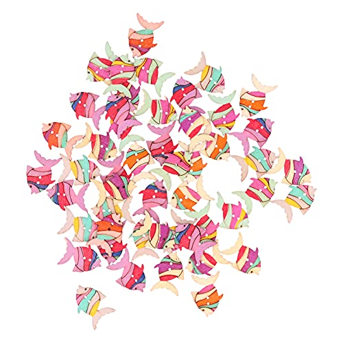 Packung mit 50 Holzknöpfen, Cartoon-Design, niedliches Fischmotiv Packung mit 50 Holzknöpfen, Cartoon-Design, niedliches Fischmotiv von Aoaoy