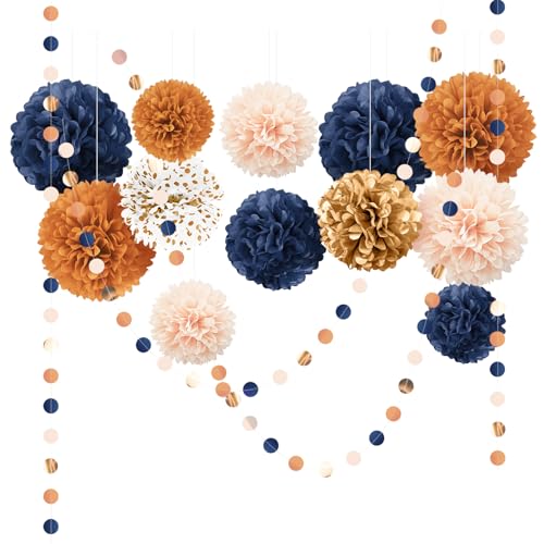 AOBKIAT 15 Stück Hochzeitsdeko Herbst Party Deko-Marineblau Orange Seidenpompons für Thanksgiving,Runde Papier Girlande Papierblumen für Vintage-Thema Hochzeit Geburtstag Brautparty Babyparty AOBKIAT 15 Stück Hochzeitsdeko Herbst Party Deko-Marineblau Orange Seidenpompons für Thanksgiving,Runde Papier Girlande Papierblumen für Vintage-Thema Hochzeit Geburtstag Brautparty Babyparty von Aobkiat