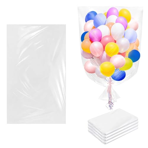Große Ballon Taschen für Transport Klare Ballon Drop Bag Plastikaschen für Ballone Große Ballon Tragetasche Riesige Aufbewahrungstaschen für Geburtstagsfeier Eve Party Supplies (2.5 x 1.5m) (4 Stück) von Aoblok