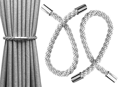 Aocar Magnetische Vorhang Raffhalter, Geflochtene Seil für Zuhause, Büro Dekoration (Silber) von Aocar