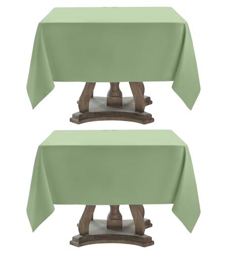 Aocoz Quadratische Tischdecke, 132 x 132 cm, Salbeigrün, schmutzabweisend, waschbar, Polyester-Tischdecken für Urlaub, Buffet-Partys und Hochzeiten, 2 Stück von Aocoz