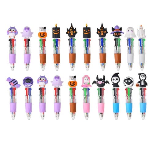 20 Stück Mini Stifte K-inder,Halloween Geschenk,4-in-1 Mehrfarbiger Kugelschreiber,Regenbogenstift,Mitgebsel Kindergeburtstag,Schulbedarf,Schüler für Schulfest,Geist, Kürbis,Einschulungsgeschenk von Aodejoy