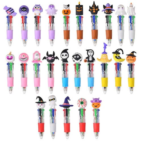 25 Stück Mini Stifte K-inder,Halloween Geschenk,4-in-1 Mehrfarbiger Kugelschreiber,Regenbogenstift,Mitgebsel Kindergeburtstag,Schulbedarf,Schüler für Schulfest,Geist, Kürbis,Einschulungsgeschenk von Aodejoy