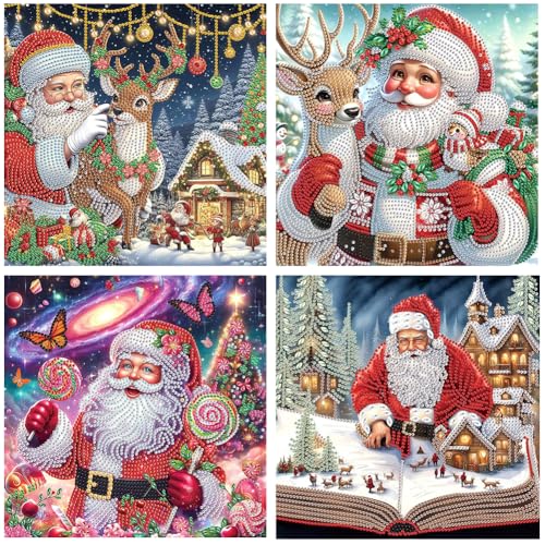 4 Stück Weihnachten Diamond Painting Set,5D Diamant Painting Bilder Erwachsene,DIY Diamant Malerei Set Erwachsene Basteln Bilder Set Dekorationen für Home Wand Décor 30x30cm-Weihnachtsmann 4 Stück Weihnachten Diamond Painting Set,5D Diamant Painting Bilder Erwachsene,DIY Diamant Malerei Set Erwachsene Basteln Bilder Set Dekorationen für Home Wand Décor 30x30cm-Weihnachtsmann von Aodejoy