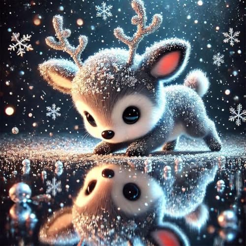 Aodejoy 5D Diamond Painting Tiere Diamant Painting Bilder Vogel Katze Eule Diamond Art Erwachsene Vollrundbohrung DIY Diamant Kunst Malerei Bilder Home Wand Dekor 30x30cm-Hirsch von Aodejoy
