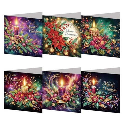 Aodejoy 6 Stück Diamond Painting Weihnachtskarten, Diamant Painting Karten mit Blanko Umschlag, 5D DIY Diamantmalerei Weihnachten Grußkarten Geschenk für Freunde Familie-Merry Christmas Aodejoy 6 Stück Diamond Painting Weihnachtskarten, Diamant Painting Karten mit Blanko Umschlag, 5D DIY Diamantmalerei Weihnachten Grußkarten Geschenk für Freunde Familie-Merry Christmas von Aodejoy