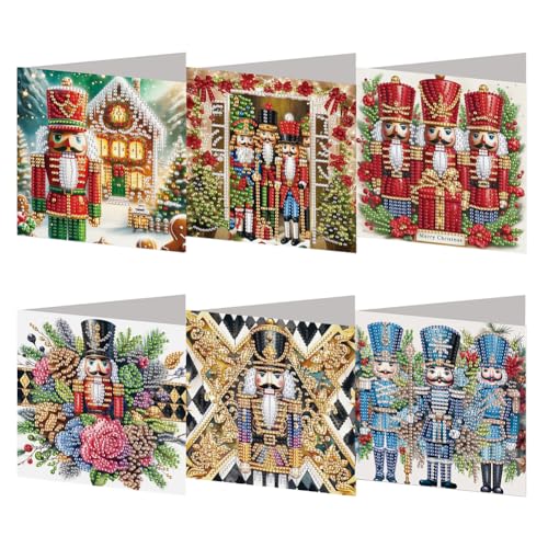 Aodejoy 6 Stück Diamond Painting Weihnachtskarten, Diamant Painting Karten mit Blanko Umschlag, 5D DIY Diamantmalerei Weihnachten Grußkarten Geschenk für Freunde Familie-Nussknacker Aodejoy 6 Stück Diamond Painting Weihnachtskarten, Diamant Painting Karten mit Blanko Umschlag, 5D DIY Diamantmalerei Weihnachten Grußkarten Geschenk für Freunde Familie-Nussknacker von Aodejoy