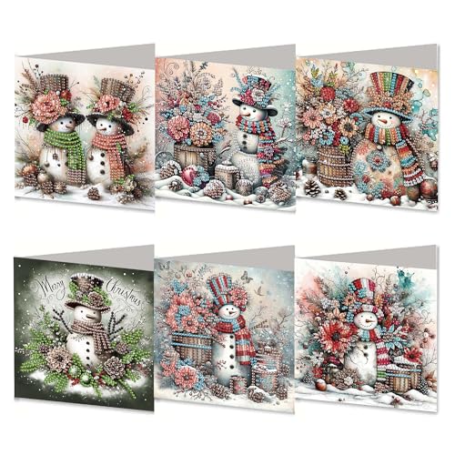 Aodejoy 6 Stück Diamond Painting Weihnachtskarten, Diamant Painting Karten mit Blanko Umschlag, 5D DIY Diamantmalerei Weihnachten Grußkarten Geschenk für Freunde Familie-Schneemann Aodejoy 6 Stück Diamond Painting Weihnachtskarten, Diamant Painting Karten mit Blanko Umschlag, 5D DIY Diamantmalerei Weihnachten Grußkarten Geschenk für Freunde Familie-Schneemann von Aodejoy