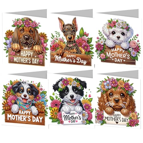 Aodejoy 6er Set Diamond Painting Muttertagskarten Grußkarten Set Blumen Diamond Painting Karten Geburtstagskarte Dankeskarte Segensgrußkarte Feiertagskarten Diamant Malerei Geschenk-Muttertags hund Aodejoy 6er Set Diamond Painting Muttertagskarten Grußkarten Set Blumen Diamond Painting Karten Geburtstagskarte Dankeskarte Segensgrußkarte Feiertagskarten Diamant Malerei Geschenk-Muttertags hund von Aodejoy