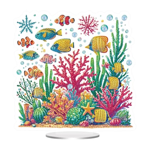 Aodejoy DIY Diamant Malerei Schreibtisch Kit für Erwachsene, Tisch Diamant Kunst Ornament Kit, Diamond Painting Aufsteller Bastelset,Tisch Deko für Schlafzimmer Wohnzimmer-Meer von Aodejoy