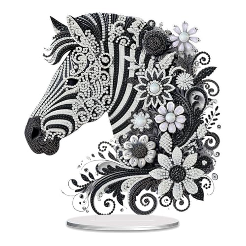 Aodejoy Diamant Painting Tischdeko, Diamond Painting Tiere, 5D Diamond Painting Aufsteller, Geeignet für Anfänger, Erwachsene-Zeb-ra von Aodejoy