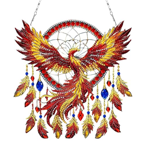 Aodejoy Diamond Painting Anhänger, Traumfänger Diamond Painting Fensterbilder, 5D Tiere Diamantmalerei mit Kette, für Fenster Garten und Türen-Phönix Aodejoy Diamond Painting Anhänger, Traumfänger Diamond Painting Fensterbilder, 5D Tiere Diamantmalerei mit Kette, für Fenster Garten und Türen-Phönix von Aodejoy