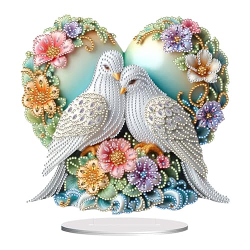 Aodejoy Diamond Painting Aufsteller, Tiere Diamond Painting, DIY diamond painting tischdeko, 5d Diamant-Painting zum Aufstellen Geschenk Mädchen-Taube von Aodejoy
