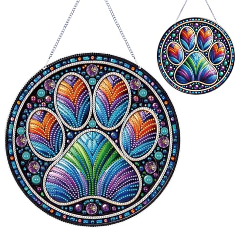Aodejoy Diamond Painting Doppelseitig Anhänger Fensterbilder Deko, Bastelset für Erwachsene 5D Diamant Painting Fensterbilder Diamant Malerei für Wand Und Eingang Dekoration-Hundepfote Aodejoy Diamond Painting Doppelseitig Anhänger Fensterbilder Deko, Bastelset für Erwachsene 5D Diamant Painting Fensterbilder Diamant Malerei für Wand Und Eingang Dekoration-Hundepfote von Aodejoy