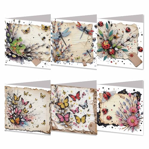 Aodejoy Diamond Painting Grußkarten 6 Stück Weihnachten Grußkarte Mit Umschlag 5D DIY Diamond Weihnachtskarten Kit Neujahr Geschenk für Familien Paare und Freunde-Schmetterling Aodejoy Diamond Painting Grußkarten 6 Stück Weihnachten Grußkarte Mit Umschlag 5D DIY Diamond Weihnachtskarten Kit Neujahr Geschenk für Familien Paare und Freunde-Schmetterling von Aodejoy