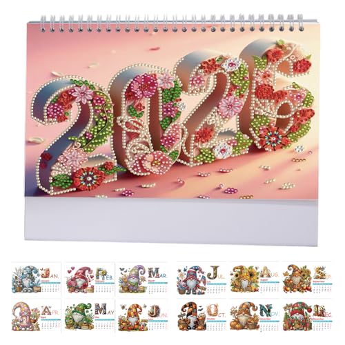 Aodejoy Diamond Painting Kalender 2026,Diamantmalerei Tischkalender zum Aufstellen,Diamant Malerei Weihnachten Schreibtisch Kalender,Jan 2026 - Dez,12 Monatskalender,Geschenk -Wichtel von Aodejoy