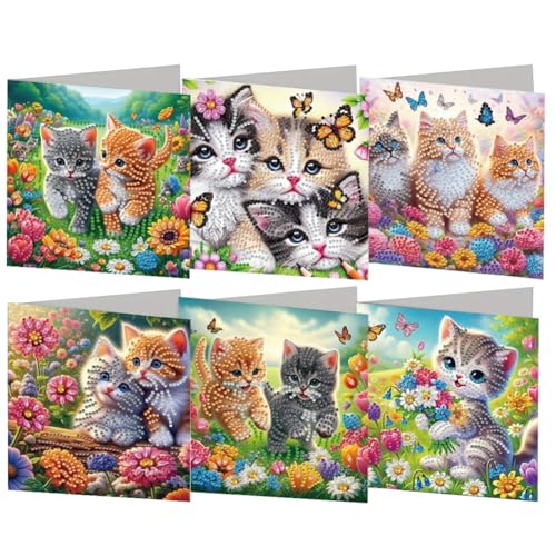 Aodejoy Diamond Painting Karten mit Umschlag 6 Stück Strass Handwerk Grußkarte Halloween Diamant Malerei Weihnachtskarten Geburtstagskarten Mosaik Postkarten für Weihnachten Geburtstage Erntedank-#5 von Aodejoy