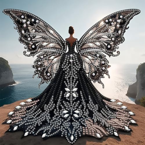 Aodejoy Diamond Painting Mädchen, 5D Diamant Painting Bilder für Erwachsene,Engel Mädchen Diamantmalerei DIY Diamond-Painting Speziell Steine für Zuhause Dekor 30x30 cm-Schwarz von Aodejoy