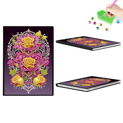 Aodejoy Diamond Painting Notizbuch,Diamond Painting A5 Blank Notizbuch Weihnachten,Bastelset Mädchen,Geburtstag sgeschenk für Mädchen Tagebuch Geschenk-Blumen-1 von Aodejoy