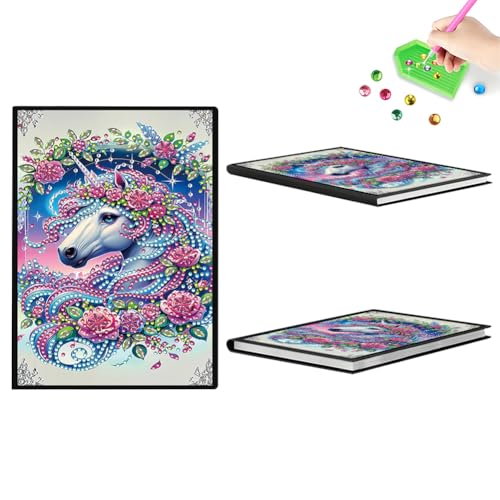 Aodejoy Diamond Painting Notizbuch,Diamond Painting A5 Blank Notizbuch Weihnachten,Bastelset Mädchen,Geburtstag sgeschenk für Mädchen Tagebuch Geschenk-Einhorn von Aodejoy