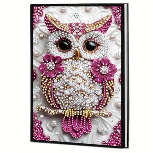 Aodejoy Diamond Painting Notizbuch,Diamond Painting A5 Blank Notizbuch Weihnachten,Bastelset Mädchen,Geburtstag sgeschenk für Mädchen Tagebuch Geschenk-Eule von Aodejoy