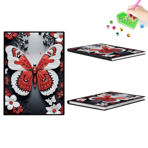 Aodejoy Diamond Painting Notizbuch,Diamond Painting A5 Blank Notizbuch Weihnachten,Bastelset Mädchen,Geburtstag sgeschenk für Mädchen Tagebuch Geschenk-Schmetterling-1 von Aodejoy