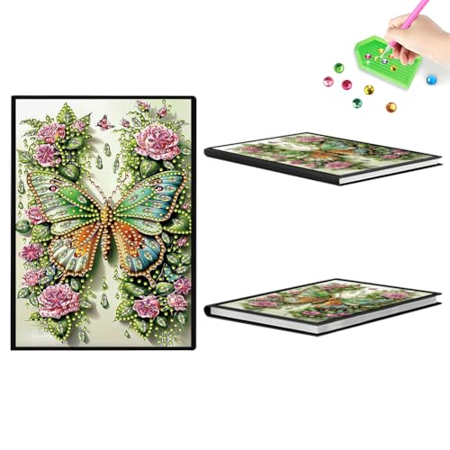 Aodejoy Diamond Painting Notizbuch,Diamond Painting A5 Blank Notizbuch Weihnachten,Bastelset Mädchen,Geburtstag sgeschenk für Mädchen Tagebuch Geschenk-Schmetterling von Aodejoy