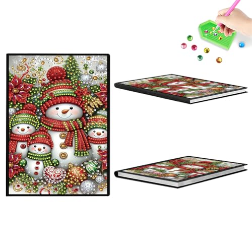 Aodejoy Diamond Painting Notizbuch,Diamond Painting A5 Blank Notizbuch Weihnachten,Bastelset Mädchen,Geburtstag sgeschenk für Mädchen Tagebuch Geschenk-Schneemann-1 von Aodejoy