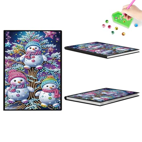Aodejoy Diamond Painting Notizbuch,Diamond Painting A5 Blank Notizbuch Weihnachten,Bastelset Mädchen,Geburtstag sgeschenk für Mädchen Tagebuch Geschenk-Schneemann-2 von Aodejoy