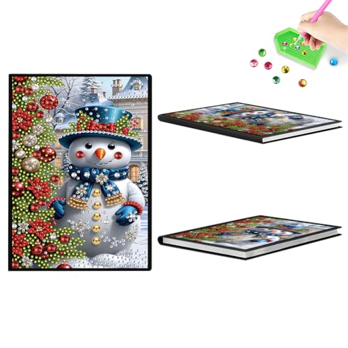 Aodejoy Diamond Painting Notizbuch,Diamond Painting A5 Blank Notizbuch Weihnachten,Bastelset Mädchen,Geburtstag sgeschenk für Mädchen Tagebuch Geschenk-Schneemann-3 von Aodejoy