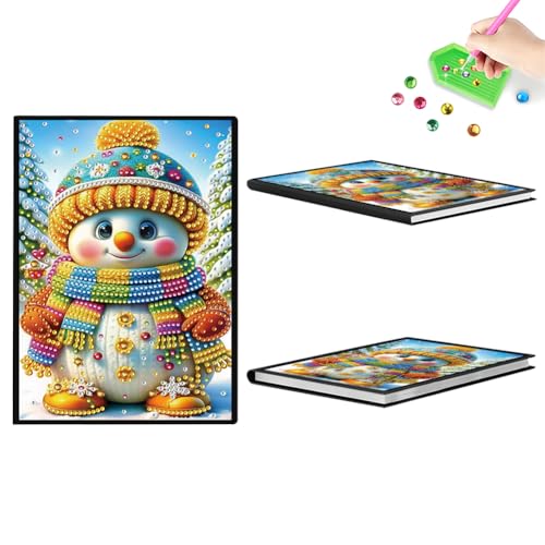 Aodejoy Diamond Painting Notizbuch,Diamond Painting A5 Blank Notizbuch Weihnachten,Bastelset Mädchen,Geburtstag sgeschenk für Mädchen Tagebuch Geschenk-Schneemann von Aodejoy