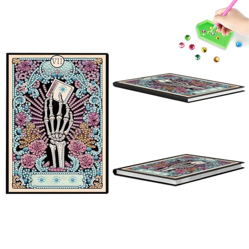 Aodejoy Diamond Painting Notizbuch,Diamond Painting A5 Blank Notizbuch Weihnachten,Bastelset Mädchen,Geburtstag sgeschenk für Mädchen Tagebuch Geschenk-Totenkopf von Aodejoy