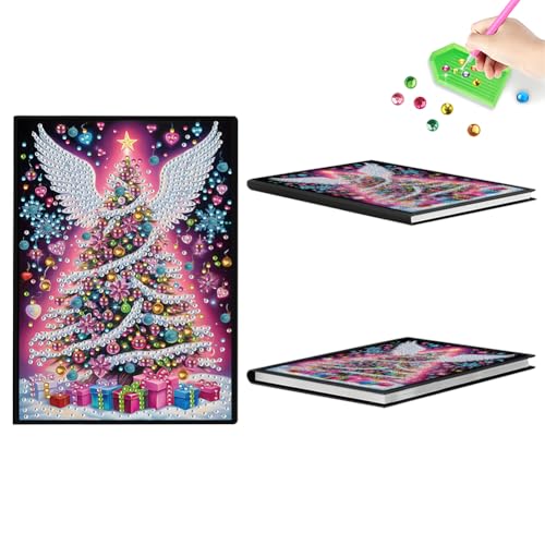 Aodejoy Diamond Painting Notizbuch,Diamond Painting A5 Blank Notizbuch Weihnachten,Bastelset Mädchen,Geburtstag sgeschenk für Mädchen Tagebuch Geschenk-Weihnachtsbaum von Aodejoy