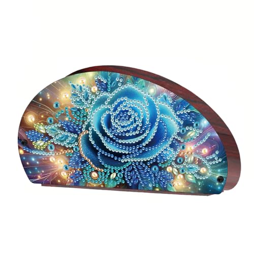 Aodejoy Fernbedienungshalter Diamond Painting,Holz Schreibtisch-Organizer,Halterung für TV, DVD,4K Stick Bluray Fernbedienungen,Make-up-Pinsel Aufbewahrung Organizer für Stifte Tisch Nachttisch-Rose von Aodejoy