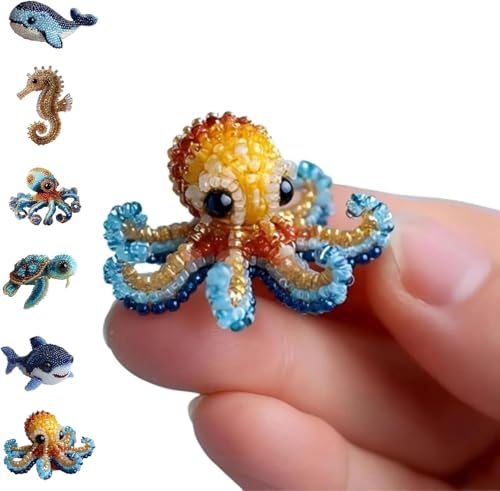Aodejoy Octopus Bead Embroidery Kit,Oktopus Perlenstickset,5D Stickset mit Meerestieren,DIY-Stickzubehör zum Thema Ozean mit Anleitung,als Geschenk für Bastelfreunde und Heimdeko (Oktopus-1) von Aodejoy