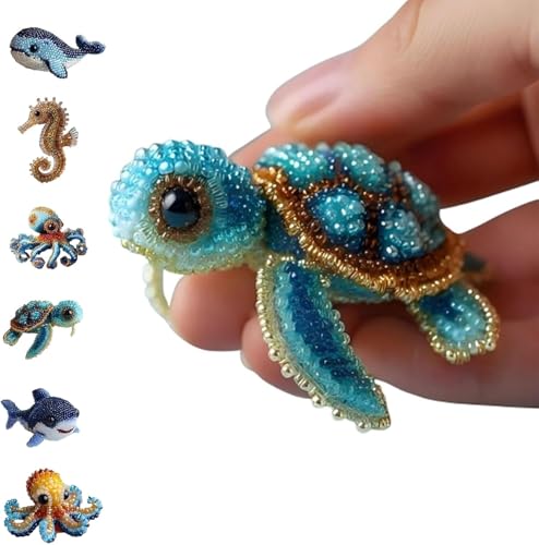 Aodejoy Turtle Bead Embroidery Kit,Schildkröte Perlenstickset,5D Stickset mit Meerestieren,DIY-Stickzubehör zum Thema Ozean mit Anleitung,als Geschenk für Bastelfreunde und Heimdeko (Schildkröte) von Aodejoy