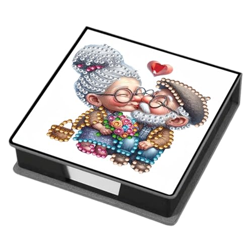 Aodejoy Zettelbox PU Leder, Diamond Painting Zettelkasten, Notizzettel Halter eckig für Bürozubehör, Schreibtisch, Schule, Zuhause, Abschlussgeschenk-Opa und Oma von Aodejoy