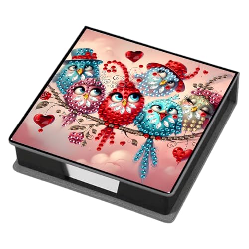 Aodejoy Zettelbox PU Leder, Diamond Painting Zettelkasten, Notizzettel Halter eckig für Bürozubehör, Schreibtisch, Schule, Zuhause, Abschlussgeschenk-Vogel von Aodejoy