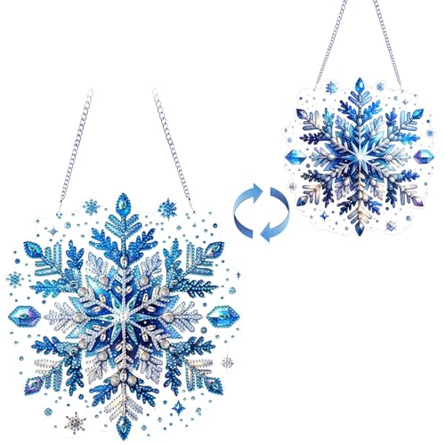 Diamond Painting Fensterbilder Beidseitige, Diamond Painting Schneeflocken Anhänger mit Kette, DIY Diamantkunst Bilder Kristall Malerei Anhänger, Wandbehang Kits für Fenster Wand Decor-#5 Diamond Painting Fensterbilder Beidseitige, Diamond Painting Schneeflocken Anhänger mit Kette, DIY Diamantkunst Bilder Kristall Malerei Anhänger, Wandbehang Kits für Fenster Wand Decor-#5 von Aodejoy
