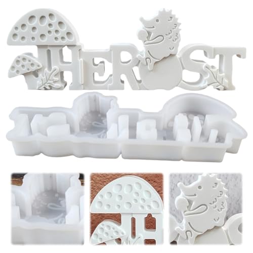 Herbst Silikonformen Gießformen,Silikonform Herbst Igel Gipsform zum Gießen Epoxidharzform Silikon Buchstaben Gießform Kerzenformen für DIY Ton Beton Gips Kerzen von Aodejoy
