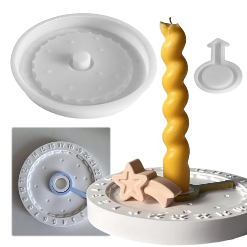 Silikonformen Weihnachten,Adventskalender Silikonform,Countdown zum Advent Dekorationen,Glücksstern-Kerzenhalter Gießform mit Zahlen Runde Kalenderuhrform für Gips Weihnachtsdekorationen von Aodejoy
