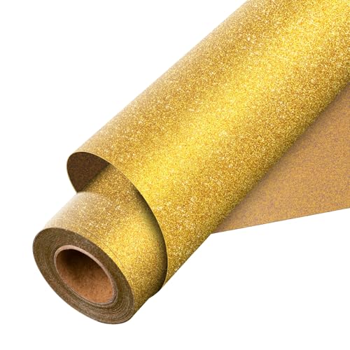 Aoder Goldenes Glitzer-HTV-Vinyl – Glitzer-Wärmetransfer-Vinyl, 30,5 cm x 3 m, dunkelgoldener Glitzer, zum Aufbügeln auf Vinyl für Cricut & Silhouette Cameo, leicht zu schneiden und zu jäten Aoder Goldenes Glitzer-HTV-Vinyl – Glitzer-Wärmetransfer-Vinyl, 30,5 cm x 3 m, dunkelgoldener Glitzer, zum Aufbügeln auf Vinyl für Cricut & Silhouette Cameo, leicht zu schneiden und zu jäten von Aoder