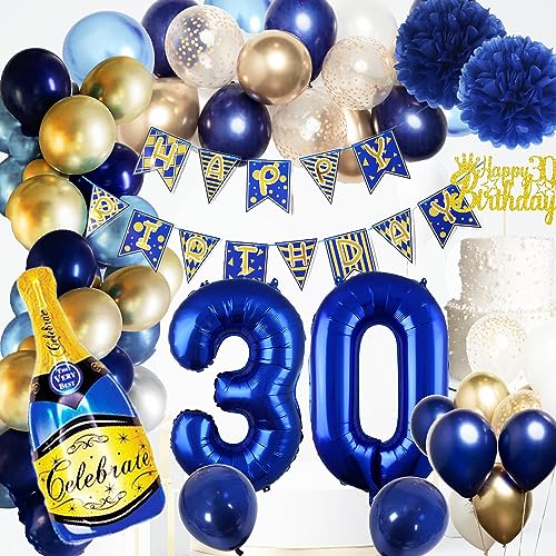30 Geburtstag Männer Frauen, Deko 30 Geburtstag, Geburtstagsdeko Mann 30 Jahre, Blau Gold Luftballons 30 Geburtstags mit Happy Birthday Banner,Blau Folienballon 30 Zahl für 30 Geburtstagdeko 30 Geburtstag Männer Frauen, Deko 30 Geburtstag, Geburtstagsdeko Mann 30 Jahre, Blau Gold Luftballons 30 Geburtstags mit Happy Birthday Banner,Blau Folienballon 30 Zahl für 30 Geburtstagdeko von Aodmti