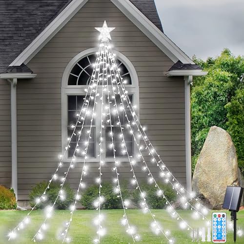 Aofonchy Solar Lichterkette Weihnachtsbaum, 2M x 9 Stränge 198 LED USB Lichterkette mit Stern, Wasserdichte Weihnachtsbeleuchtung mit 8 Leuchtmodi & Fernbedienung für Weihnachtsbaum dekoration Aofonchy Solar Lichterkette Weihnachtsbaum, 2M x 9 Stränge 198 LED USB Lichterkette mit Stern, Wasserdichte Weihnachtsbeleuchtung mit 8 Leuchtmodi & Fernbedienung für Weihnachtsbaum dekoration von Aofonchy