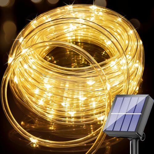 Solar Lichtschlauch Lichterkette Außen 10m 100LEDs Wetterfest Solar Lichterkette Seilleuchten mit 8 Modi LED Schlauch Lichterketten für Garten Terasse Hochzeit Party und Weihnachten von Aofonchy